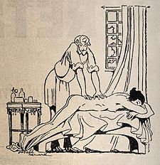 A naked young woman being massaged by a salacious old man. R Wellcome V0011650.jpg